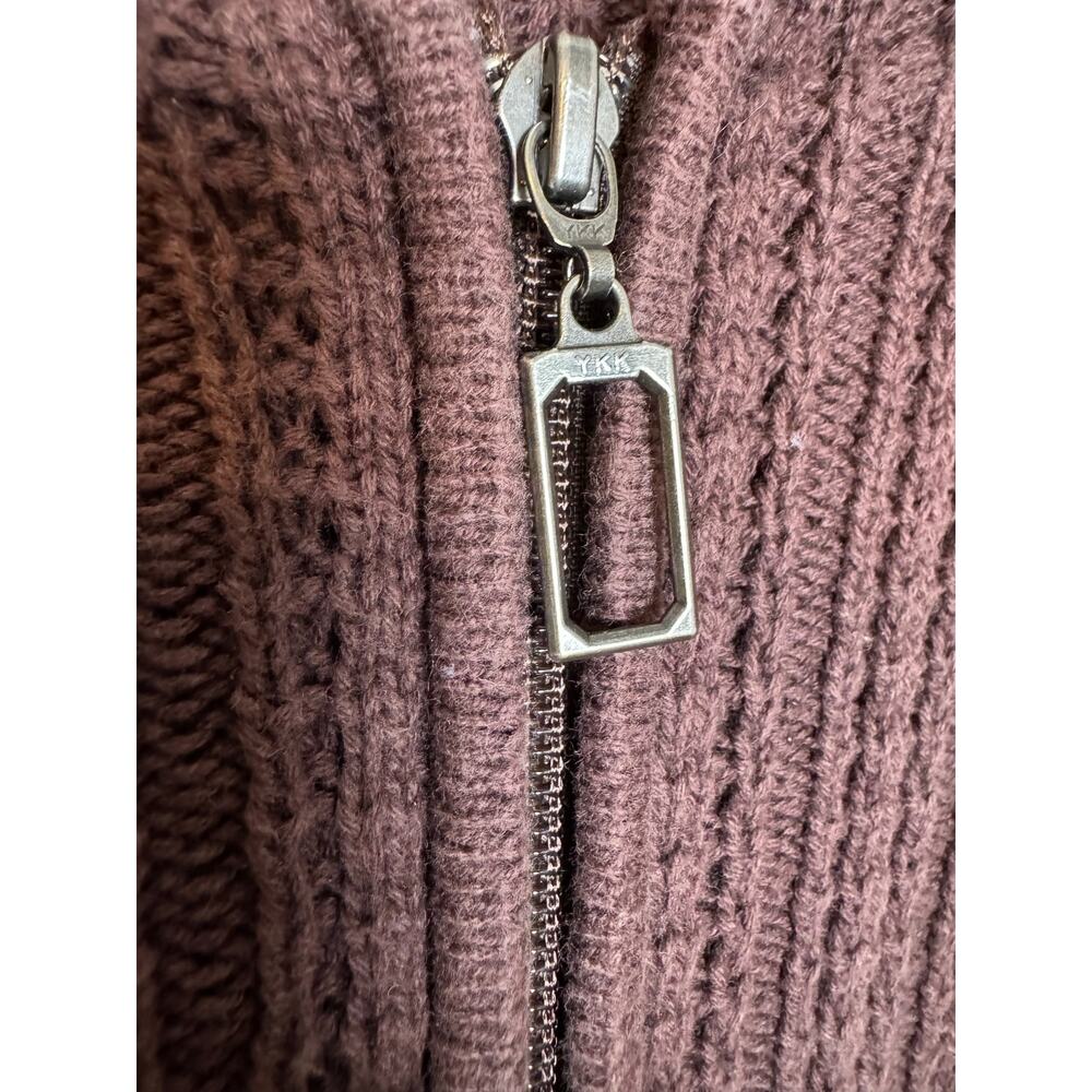 Y2K Relativity Brown Chunky Knit Cotton Zip Hoodie Sweater XL - Picture 6 of 8